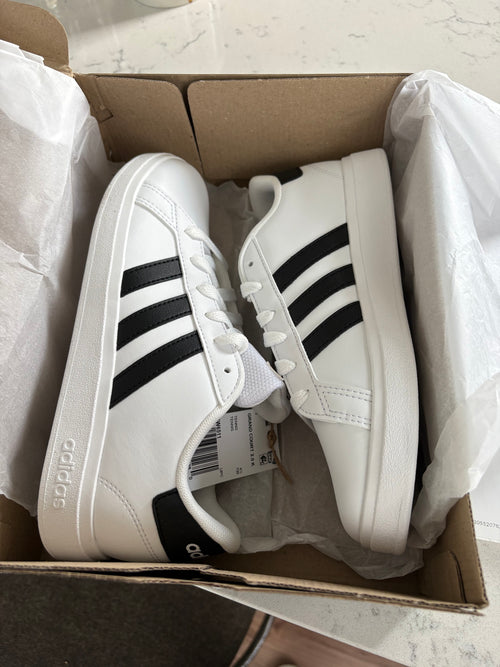 Adidas Grand Court 2.0 K "White/Black" — Kids Size 5