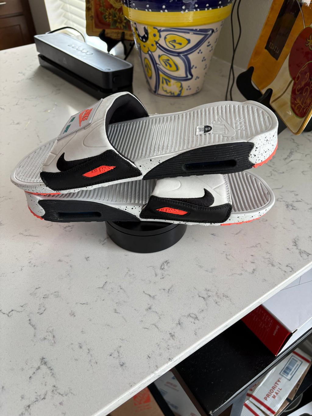 Nike Air Max 90 Slide "White/Black/Turf Orange" — Men's Size 13