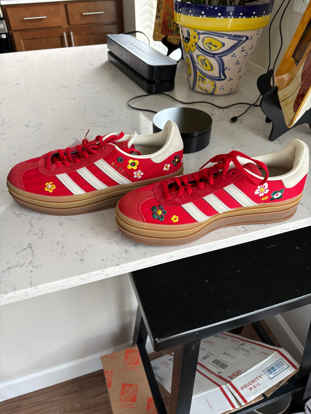 Adidas Gazelle Bold W "Red/Floral" — Women's Size 8.5