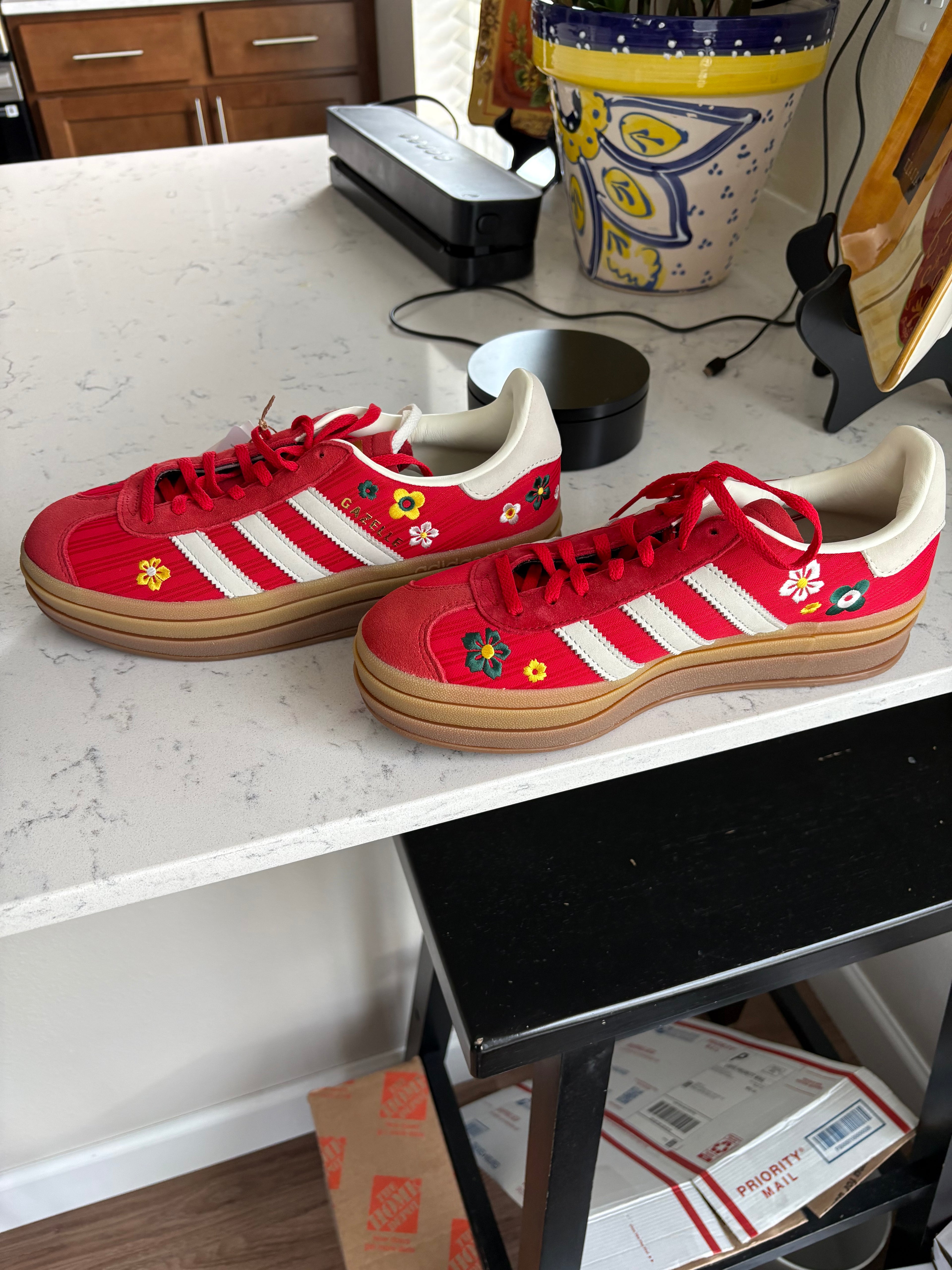 Adidas Gazelle Bold W "Red/Floral" — Women's Size 8.5