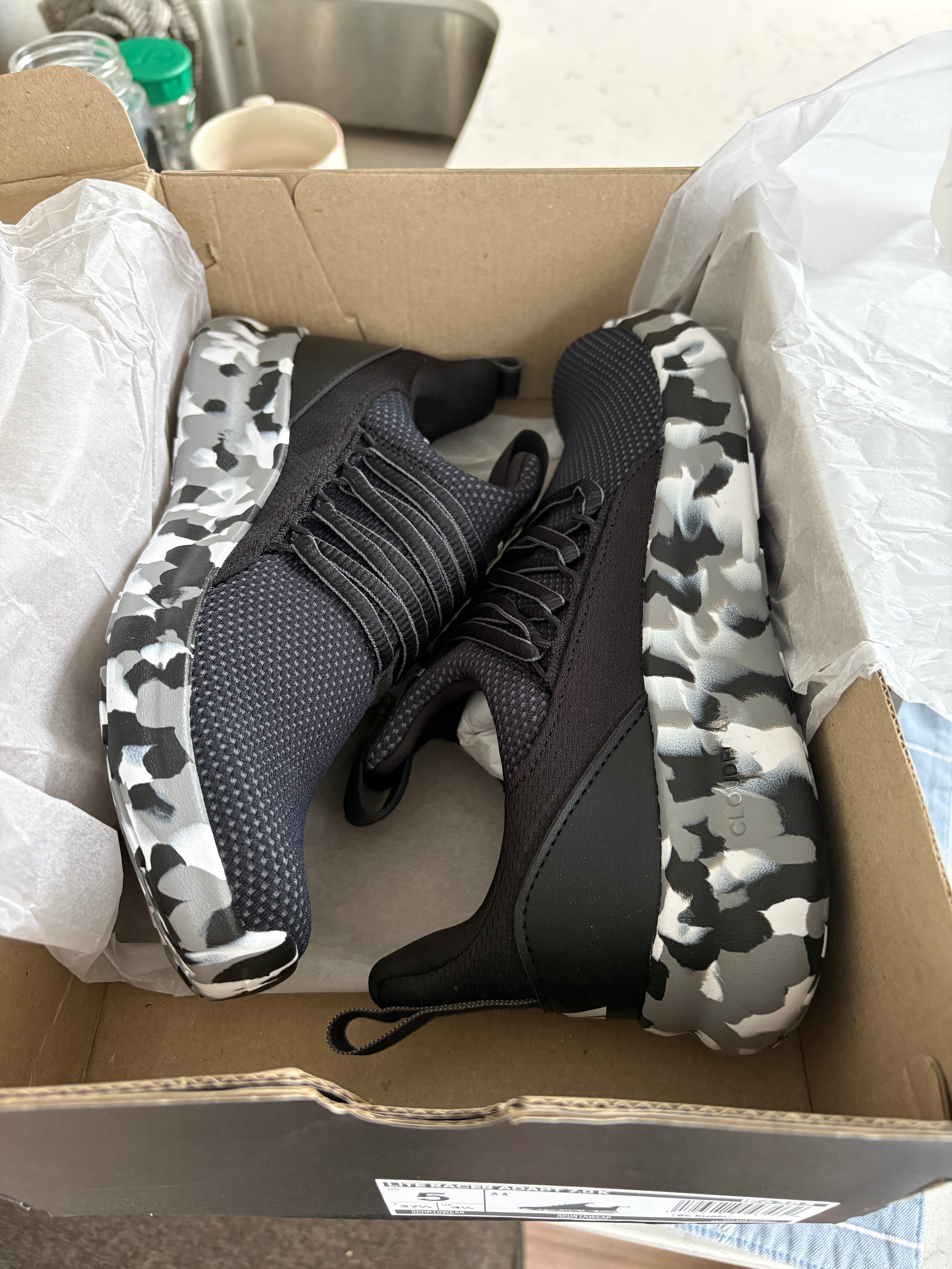Adidas Lite Racer Adapt 7.0 K "Triple Black" — Kids Size 5