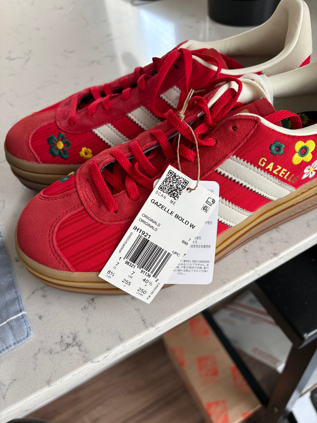 Adidas Gazelle Bold W "Red/Floral" — Women's Size 8.5