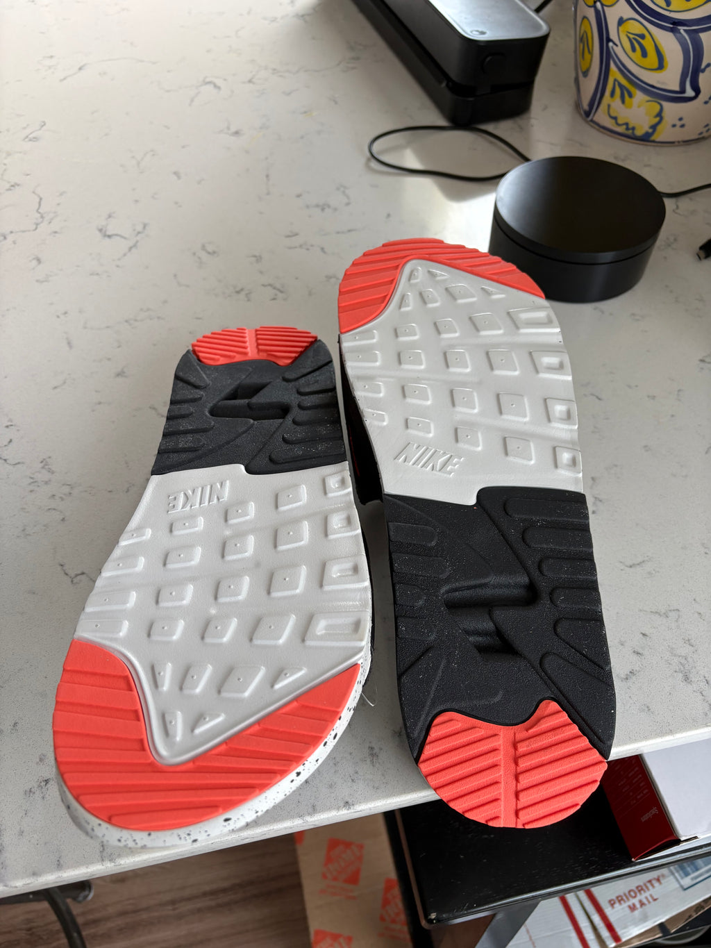 Nike Air Max 90 Slide "White/Black/Turf Orange" — Men's Size 13