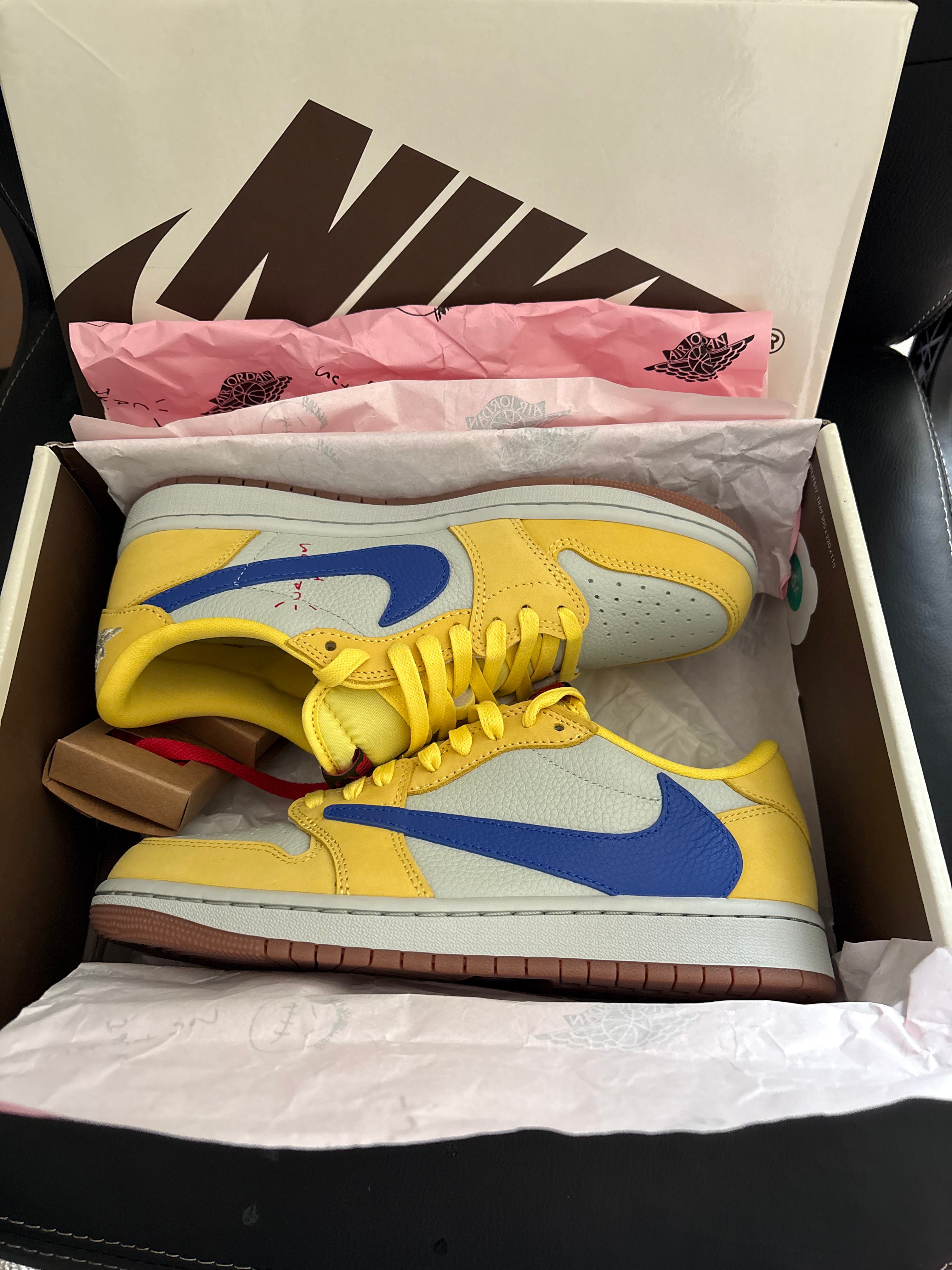 Travis Scott x Air Jordan 1 Low “Canary” — Men’s Size 5