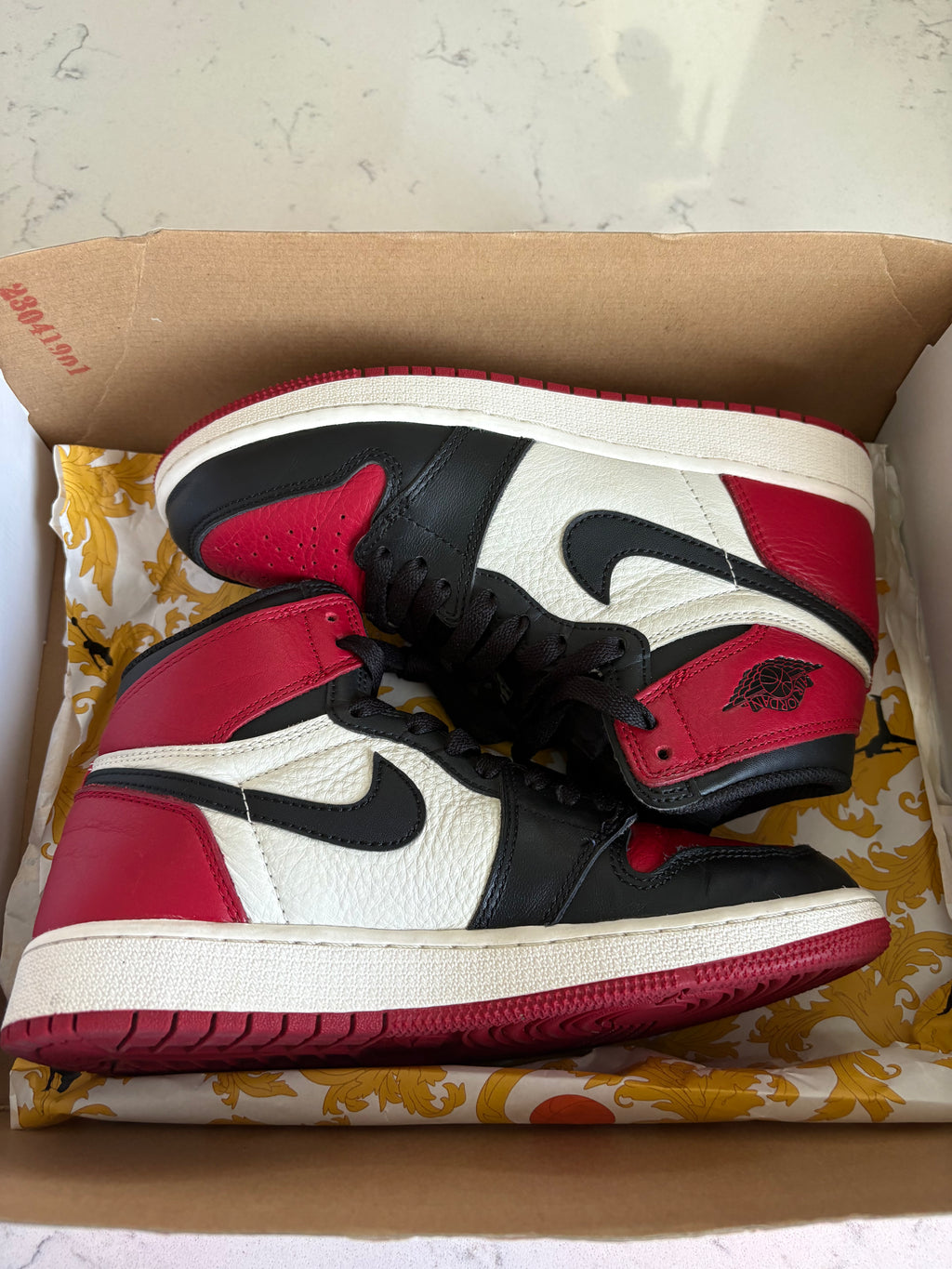 Air Jordan 1 Retro High OG "Bred Toe" — Size 5Y (GS)