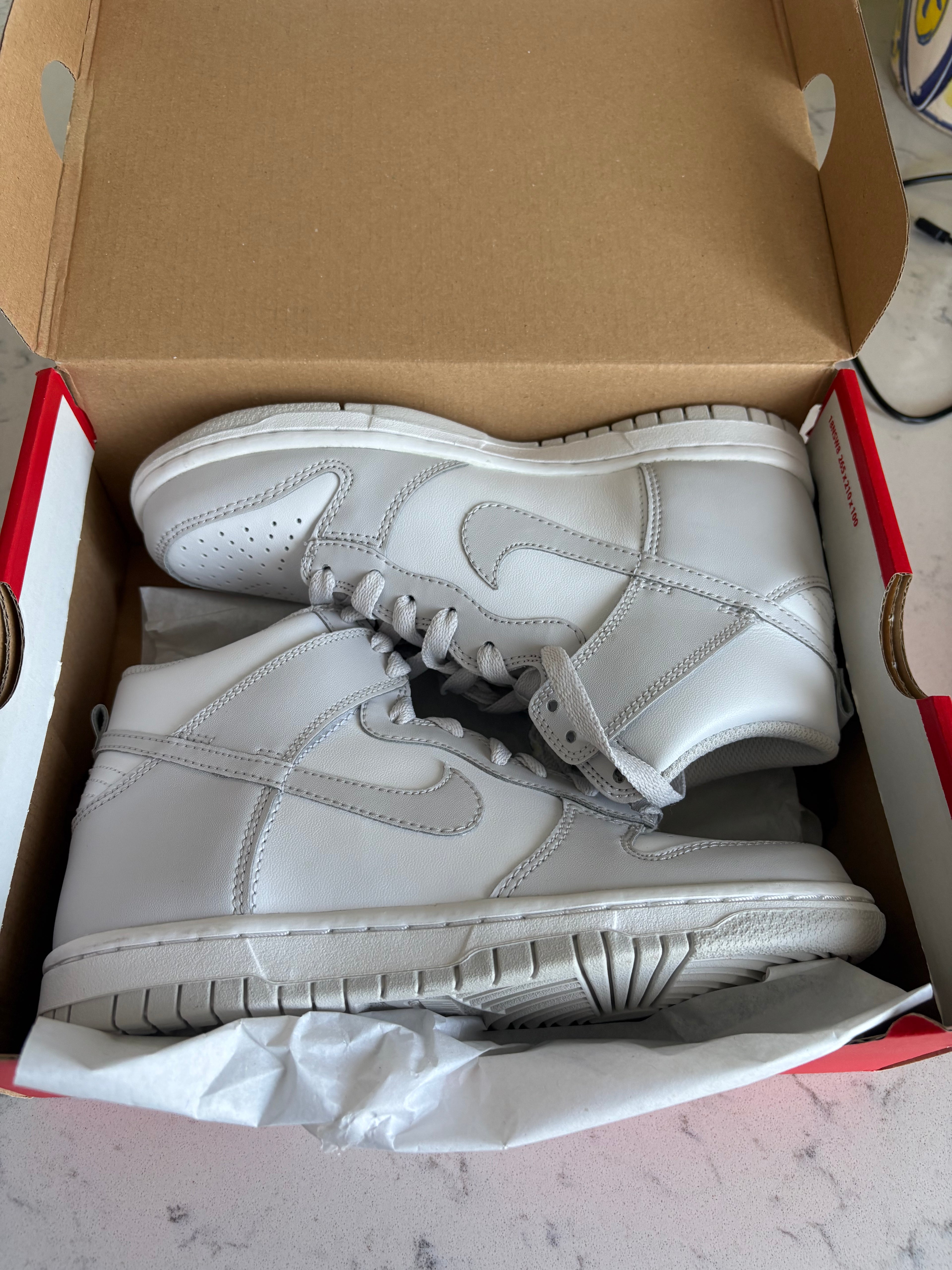 Nike Dunk High "White/Wolf Grey" — Grade School Size 4Y