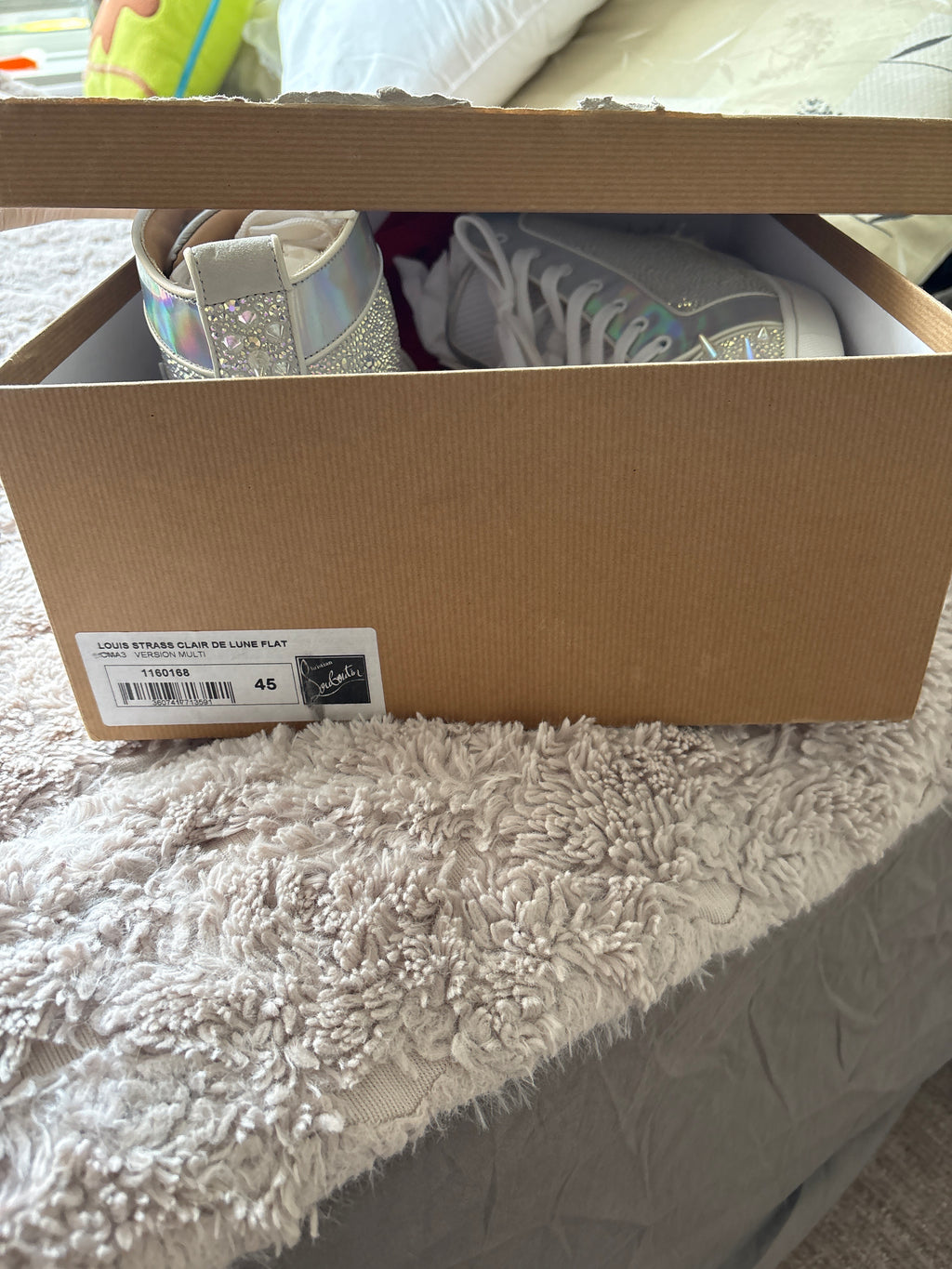 Christian Louboutin Louis Spikes Crystal High-Top Sneakers — Size 46