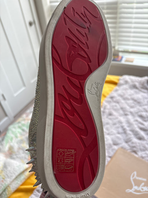 Christian Louboutin Louis Spikes Crystal High-Top Sneakers — Size 46
