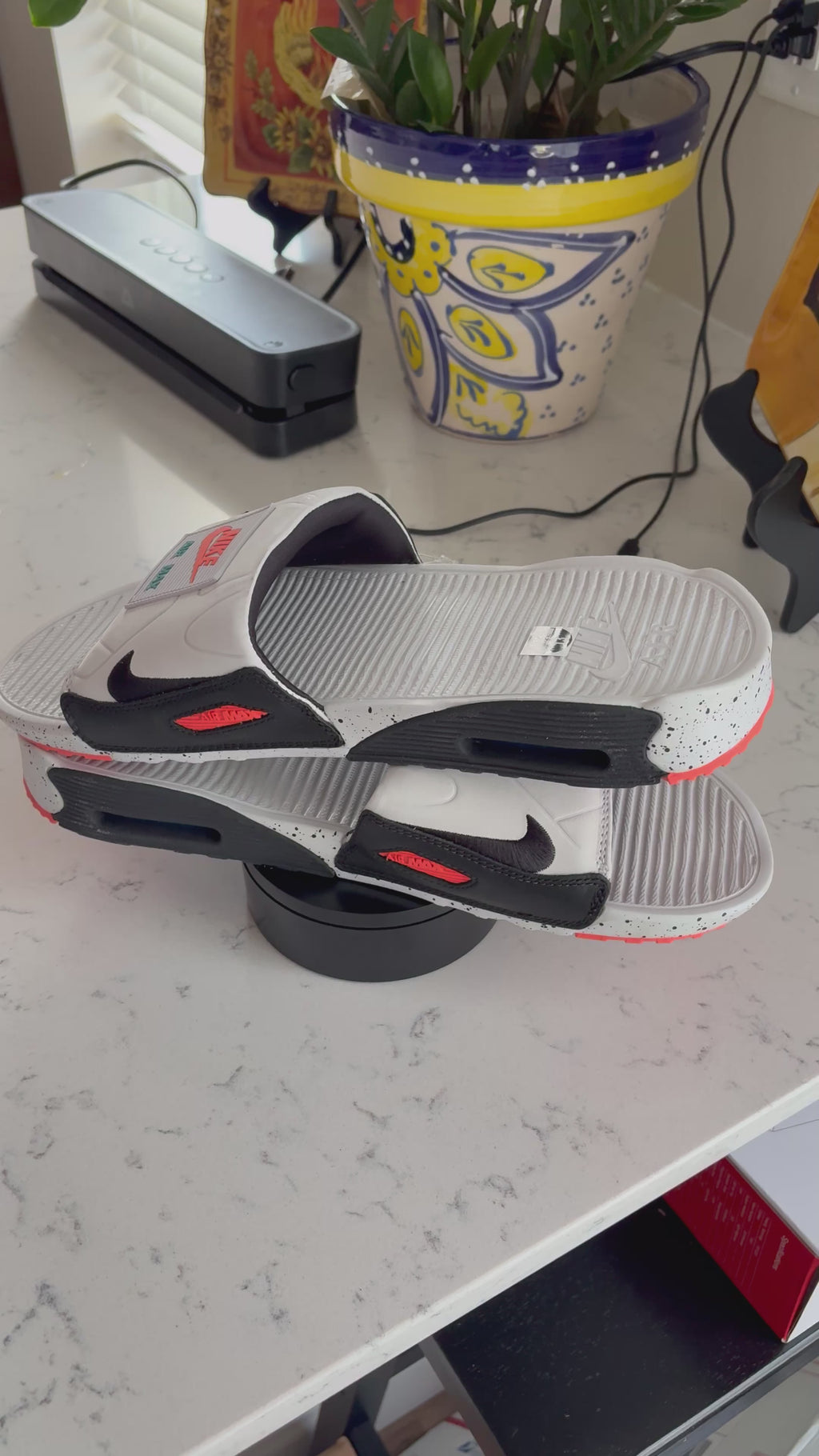 Nike Air Max 90 Slide "White/Black/Turf Orange" — Men's Size 13