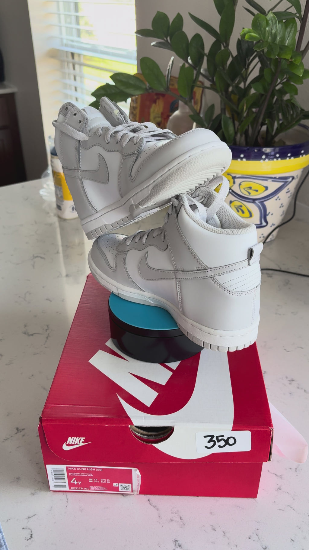 Nike Dunk High "White/Wolf Grey" — Grade School Size 4Y